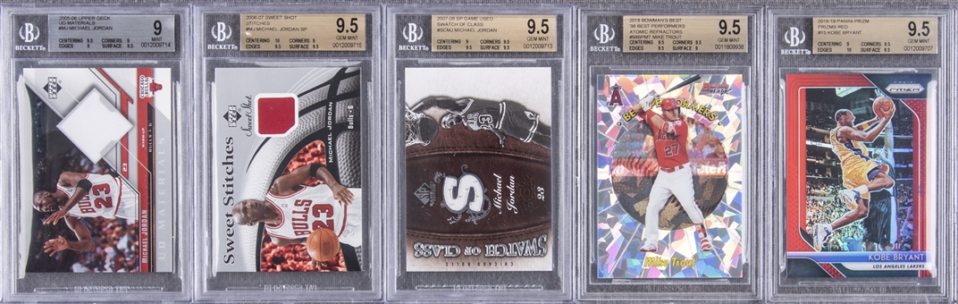2000s-2010s Upper Deck and Assorted Brands Multi-Sports Superstar and Hall of Famers BGS-Graded Collection (5 Different) Featuring Jordan, Trout and Bryant
